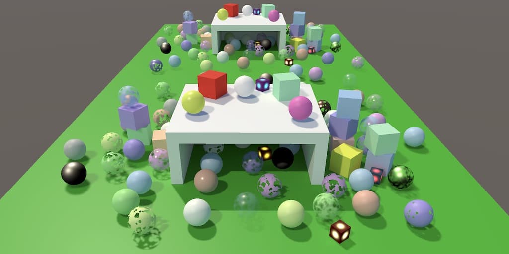 Realtime shadows nearby, baked shadows farther away.